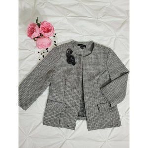 PERCEPTIONS NY Tweed Jacket Blazer Size 8 Black And White